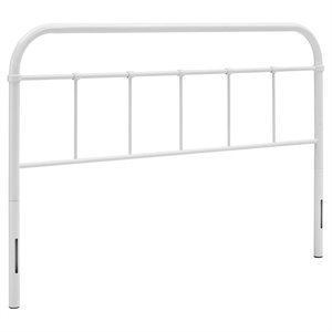pemberly row modern full metal spindle headboard in white finish