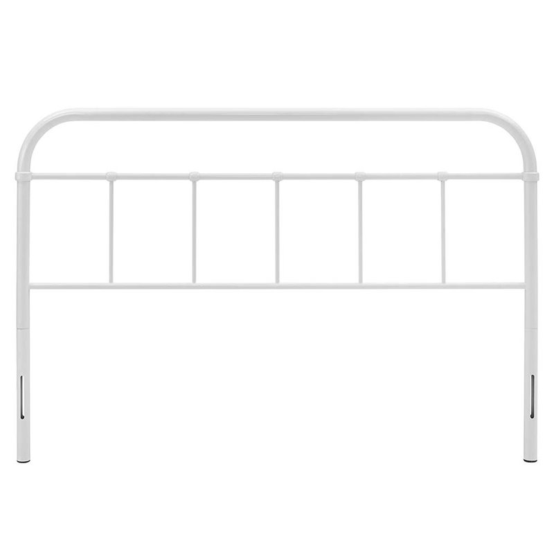 Pemberly Row Modern Queen Metal Spindle Headboard in White Finish