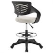 Pemberly Row Modern Vinyl Mesh Ergonomic Adjustable Swivel Drafting Stool - Gray