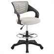 Pemberly Row Modern Vinyl Mesh Ergonomic Adjustable Swivel Drafting Stool - Gray