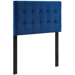 pemberly row modern fabric blue biscuit tufted velvet twin headboard