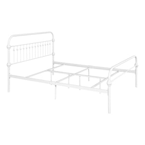 Pemberly Row 65&quot Contemporary Metal Queen Size Bed Frame Platform in White