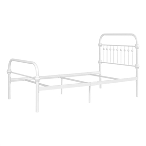 Pemberly Row 43.3&quot Contemporary Metal Twin Size Bed Frame Platform in White