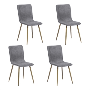 Pemberly Row 18.9&quot Fabric and Metal Dining Chairs in Gray (Set of 4)