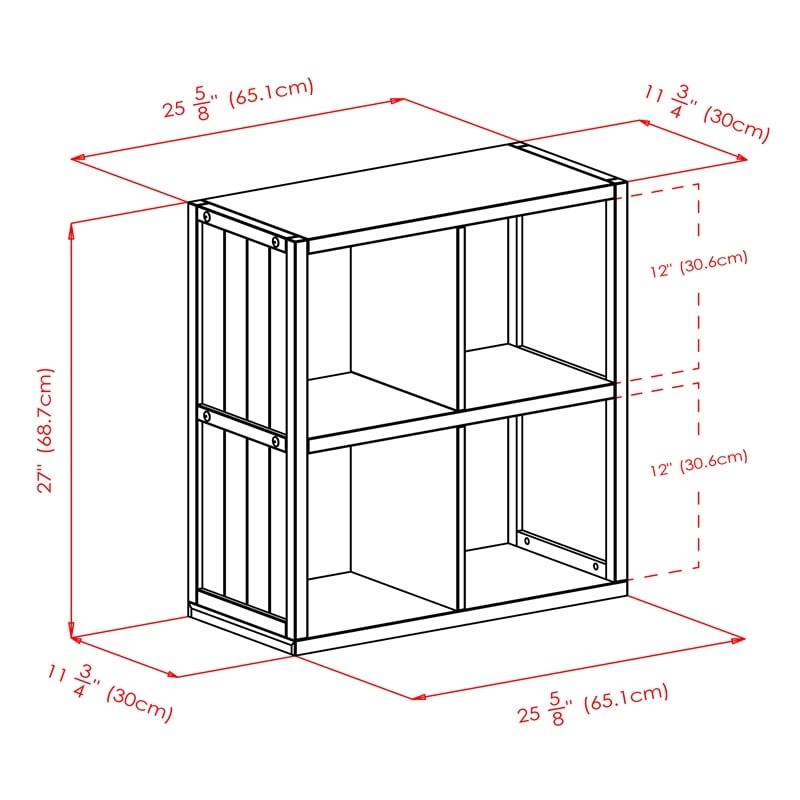 Pemberly Row 5-Piece Modern Wood Storage Cabinet with 4 Baskets in Black