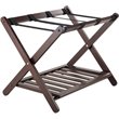 Pemberly Row Transitional Solid Wood Luggage Rack with Shelf in Cappuccino