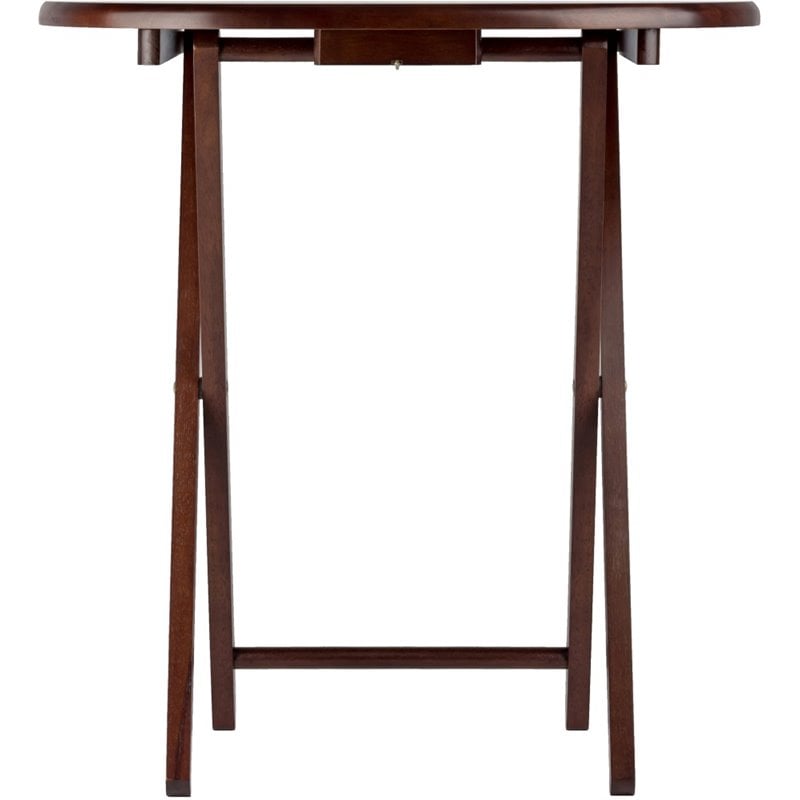 Pemberly Row 5-Piece Transitional Solid Wood Snack Table Set in Cappuccino