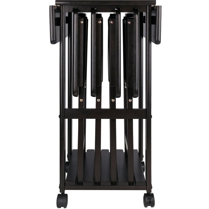 Pemberly Row 5-Piece Transitional Solid Wood Snack Tray Set in Coffee