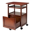 Pemberly Row Transitional Solid Wood Mobile Printer Stand in Walnut