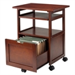 Pemberly Row Transitional Solid Wood Mobile Printer Stand in Walnut