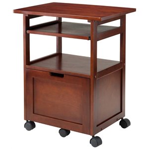Pemberly Row Transitional Solid Wood Mobile Printer Stand in Walnut
