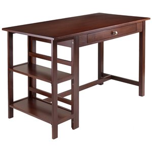 pemberly row transitional wood writing desk in antique walnut