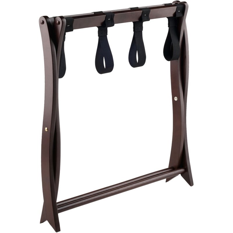 Pemberly Row Transitional Solid Wood Luggage Rack in Cappuccino