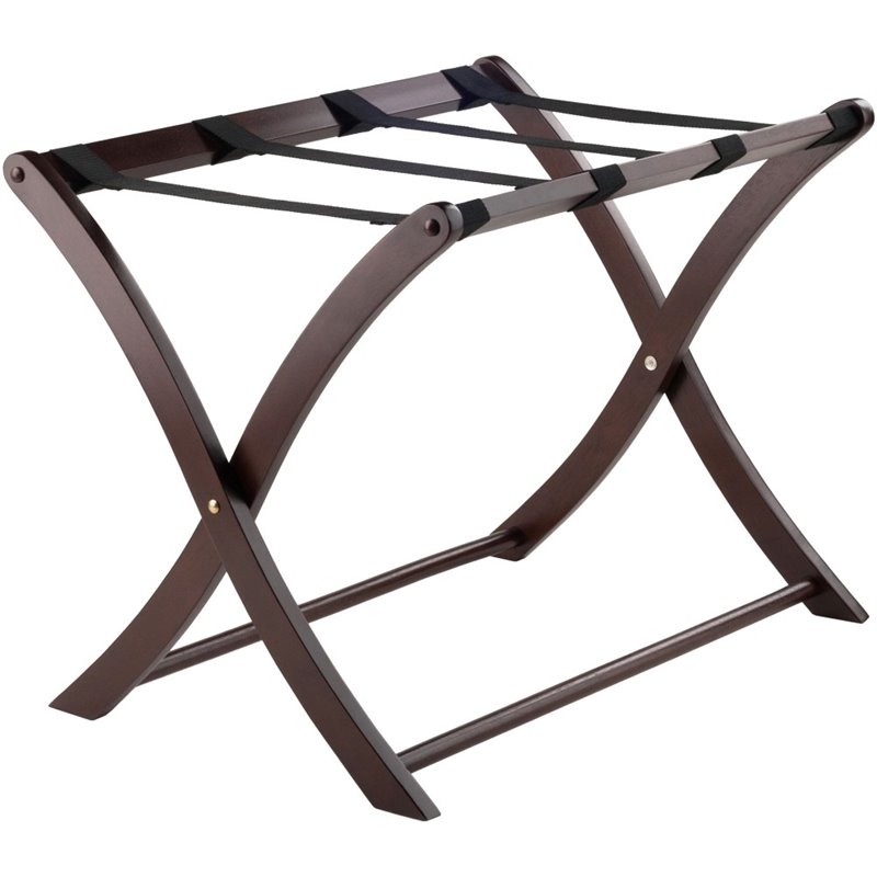 Pemberly Row Transitional Solid Wood Luggage Rack in Cappuccino
