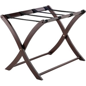 Pemberly Row Transitional Solid Wood Luggage Rack in Cappuccino