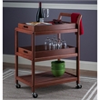 Pemberly Row Transitional Solid Wood Serving Bar Cart in Walnut
