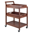 Pemberly Row Transitional Solid Wood Serving Bar Cart in Walnut