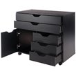 Pemberly Row 5-Drawer Contemporary Wood Mobile Storage Cabinet in Black