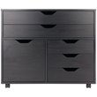 Pemberly Row 5-Drawer Contemporary Wood Mobile Storage Cabinet in Black