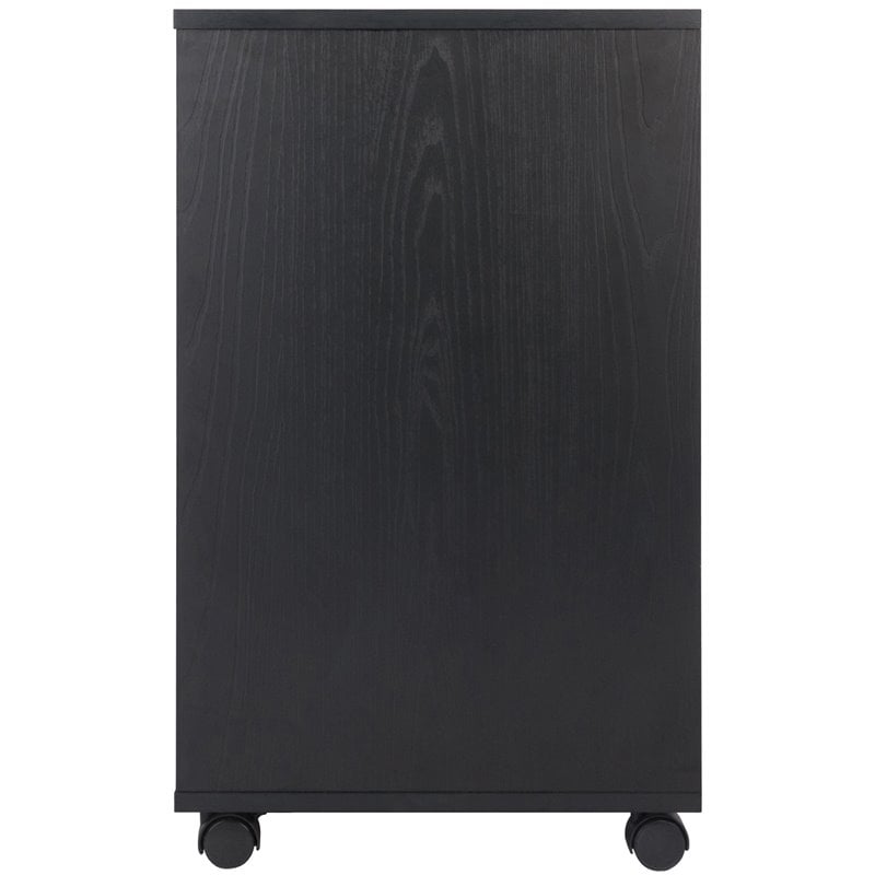 Pemberly Row 5-Drawer Contemporary Wood Mobile Storage Cabinet in Black
