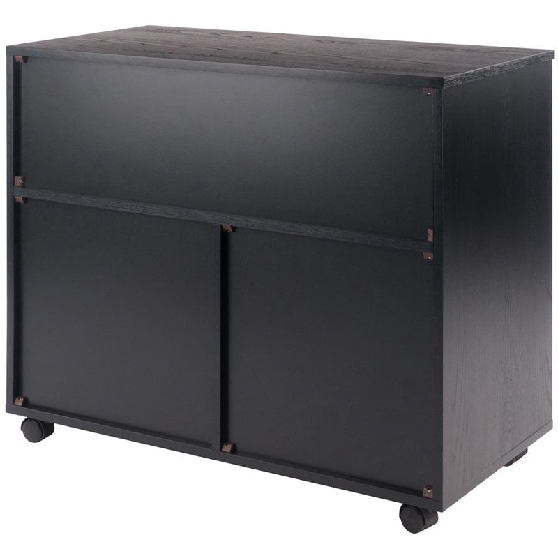 Pemberly Row 5-Drawer Contemporary Wood Mobile Storage Cabinet in Black