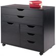 Pemberly Row 5-Drawer Contemporary Wood Mobile Storage Cabinet in Black
