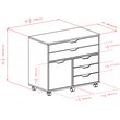 Pemberly Row 5-Drawer Contemporary Wood Mobile Storage Cabinet in Black