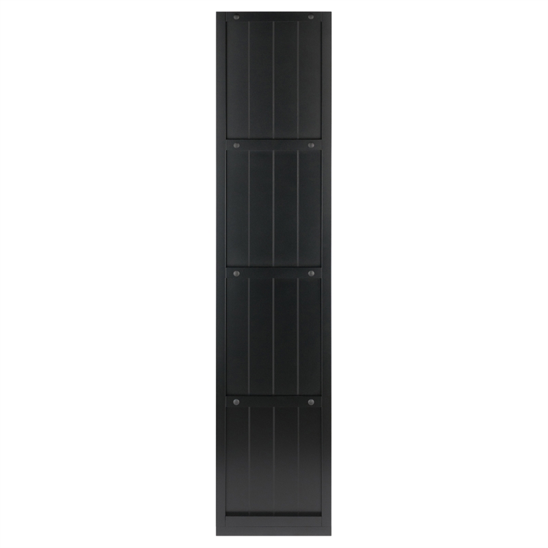 Pemberly Row 4x2 Modern Wood Storage Cabinet with Wainscoting Panel in Black
