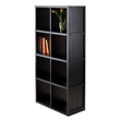 Pemberly Row 4x2 Modern Wood Storage Cabinet with Wainscoting Panel in Black
