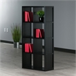 Pemberly Row 4x2 Modern Wood Storage Cabinet with Wainscoting Panel in Black
