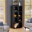 Pemberly Row 4x2 Modern Wood Storage Cabinet with Wainscoting Panel in Black