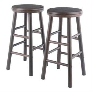 Pemberly Row 25.3&quot Swivel Seat Solid Wood Counter Stool in Gray (Set of 2)