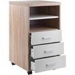 Pemberly Row 3-Drawer Modern Wood Mobile Storage Cabinet in Reclaimed Wood/White