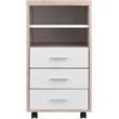 Pemberly Row 3-Drawer Modern Wood Mobile Storage Cabinet in Reclaimed Wood/White