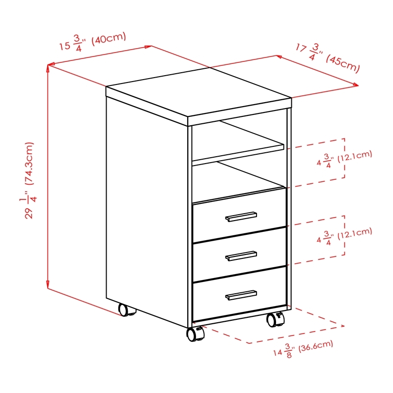 Pemberly Row 3-Drawer Modern Wood Mobile Storage Cabinet in Reclaimed Wood/White