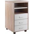 Pemberly Row 3-Drawer Modern Wood Mobile Storage Cabinet in Reclaimed Wood/White