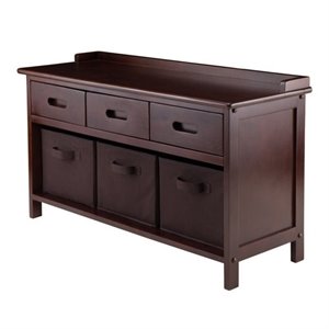 Pemberly Row 4-Piece 20.67&quot Solid Wood Storage Bench in Antique Walnut