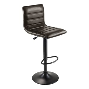 Pemberly Row 32&quot Faux Leather/Metal Swivel Bar Stool in Espresso/Black