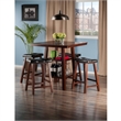 Pemberly Row 5-Piece Square Counter Height Solid Wood Dining Set in Walnut