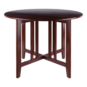 Pemberly Row Round Double Drop Leaf Solid Wood Dining Table in Antique Walnut