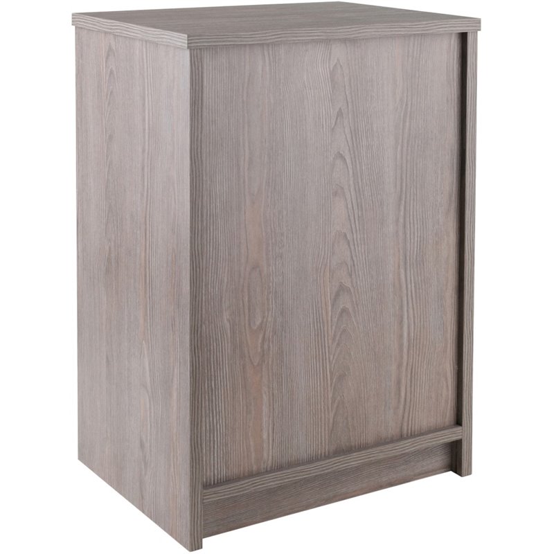 Pemberly Row Engineered Wood 1 Drawer Transitional Wooden Side Table in Ash Gray