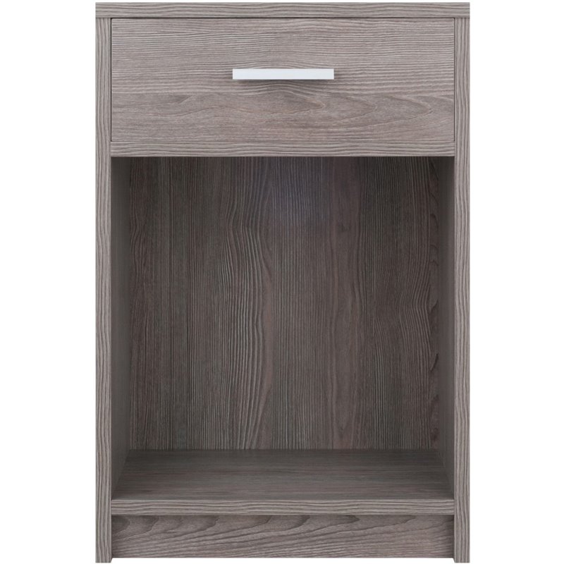 Pemberly Row Engineered Wood 1 Drawer Transitional Wooden Side Table in Ash Gray
