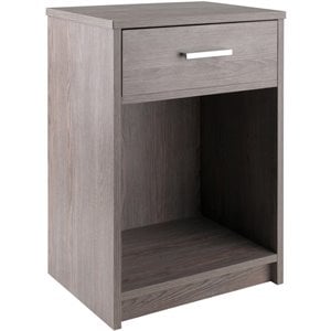 Pemberly Row Engineered Wood 1 Drawer Transitional Wooden Side Table in Ash Gray