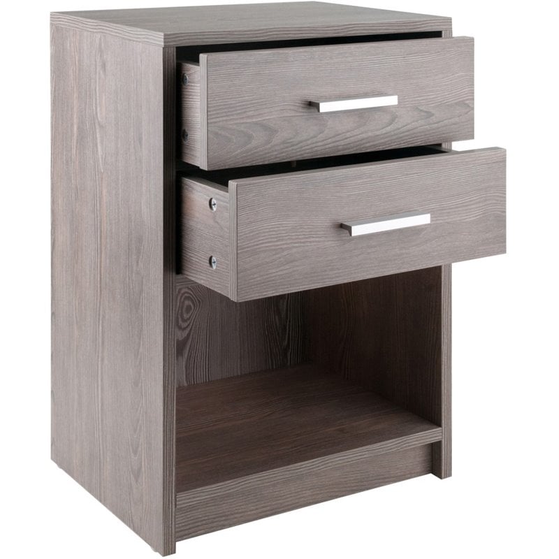 Pemberly Row 2-Drawer Transitional Wood End Table in Ash Gray