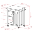Pemberly Row Transitional Solid Wood Kitchen Cart with Wainscot Panel in Black