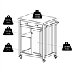 Pemberly Row Transitional Solid Wood Kitchen Cart with Wainscot Panel in Black