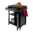 Pemberly Row Transitional Solid Wood Kitchen Cart with Wainscot Panel in Black