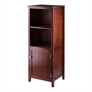 Pemberly Row Transitional Solid Wood Cupboard with 2 Shelves in Antique Walnut