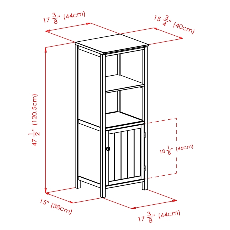Pemberly Row Transitional Solid Wood Cupboard with 2 Shelves in Antique Walnut