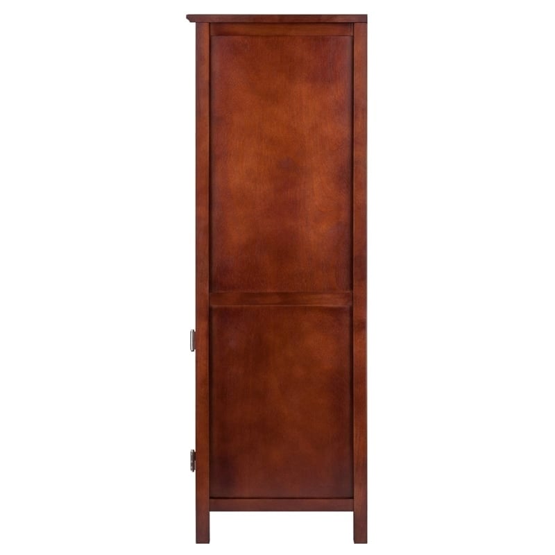 Pemberly Row Transitional Solid Wood Cupboard with 2 Shelves in Antique Walnut